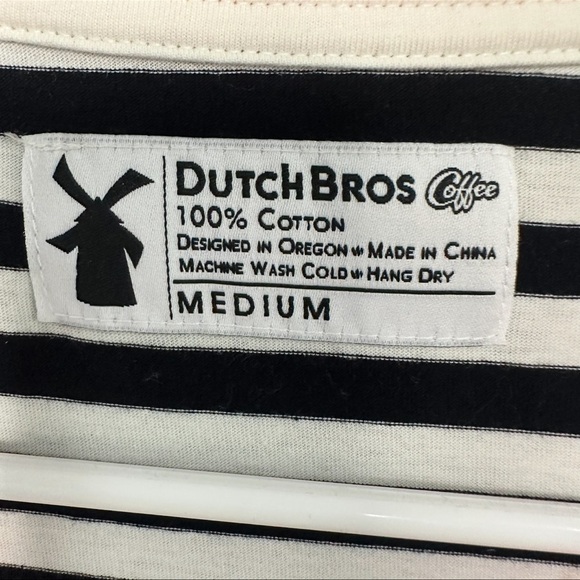 Dutch Bros MEDIUM Striped Pink + Blue + Yellow Classic Tee VINTAGE DB 1992 - Picture 4 of 4